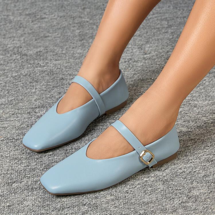 

Shallow single shoes women s spring and summer new retro buckle low heels literary square head soft leather Mary Jane shoes 39 жёлтый