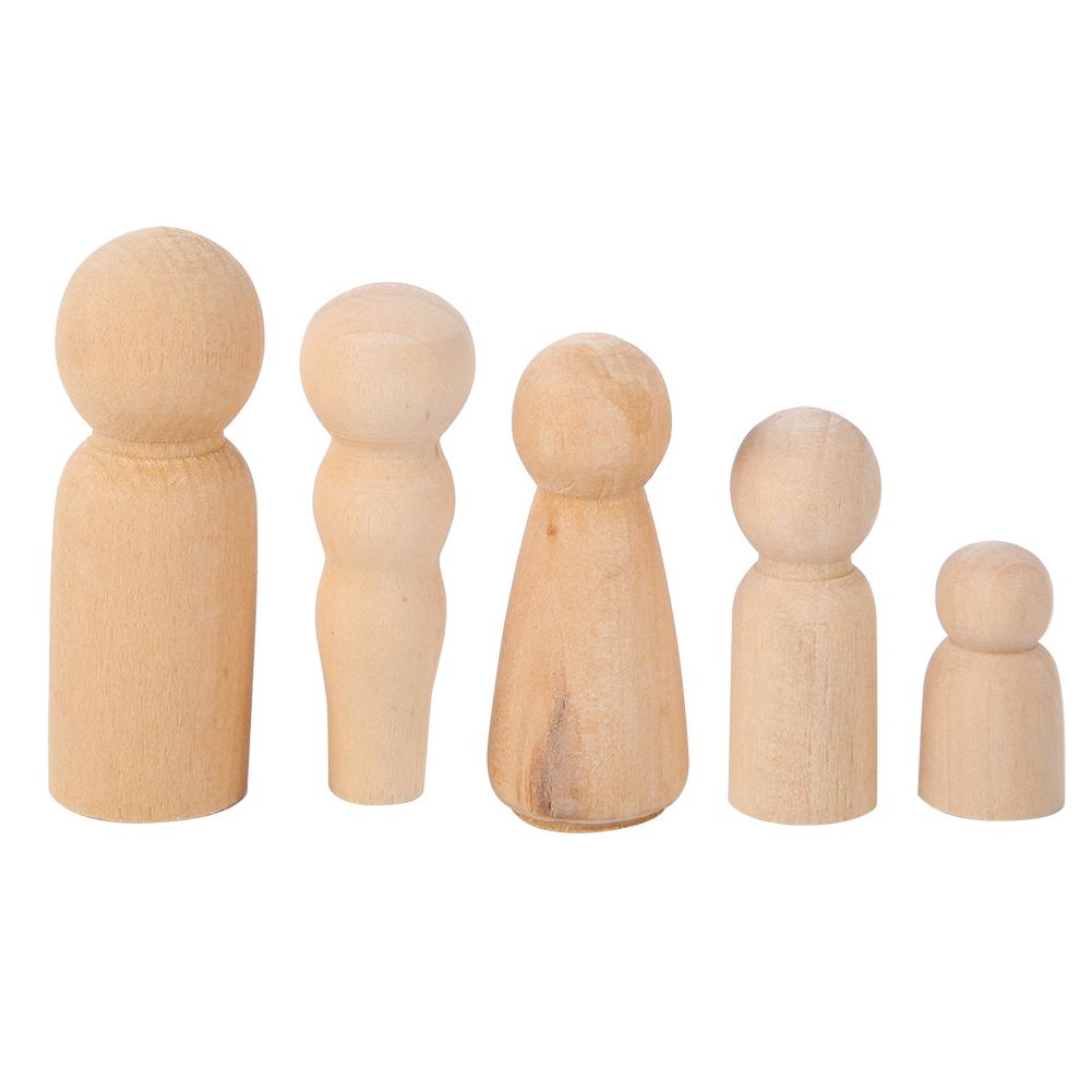 50Pcs Unfinished Wooden Peg Dolls DIY Children Decorative Painted Crafts School OrnamentsJM01896