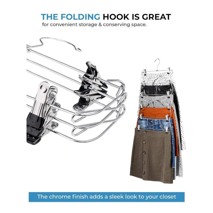6-Tier Black Metal Skirt/Trouser Clip, Multi-Functional Storage Hanger