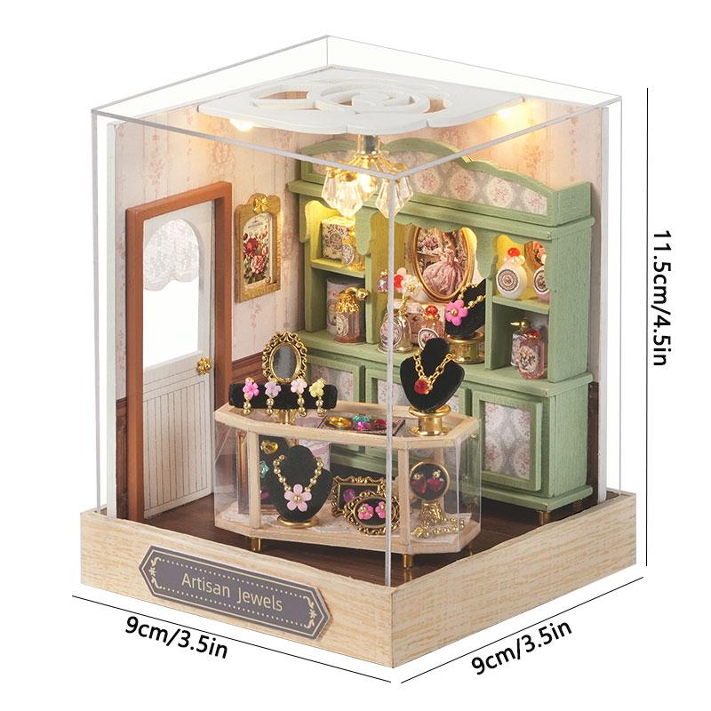 Casa Diy Casa de Muñecas Miniatura de Madera Casa Pequeña Kit Rompecabezas 3D Ensamblaje Juguetes de Construcción Con Muebles Luces LED Regalos para Casa de Muñecas