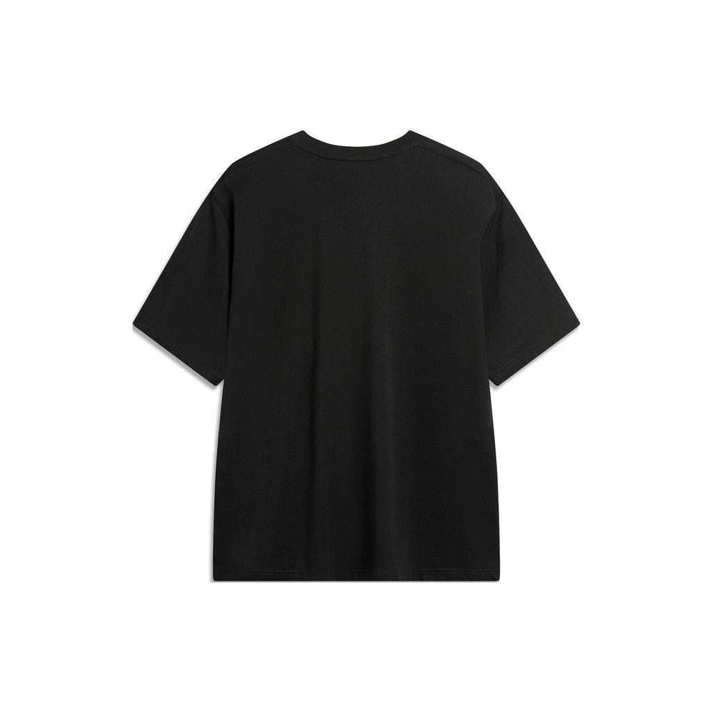 Li Ning Chinese Culture Series Solid Color Crew Neck Pullover Short Sleeve T-Shirt Men Tops Black AHSU321-4