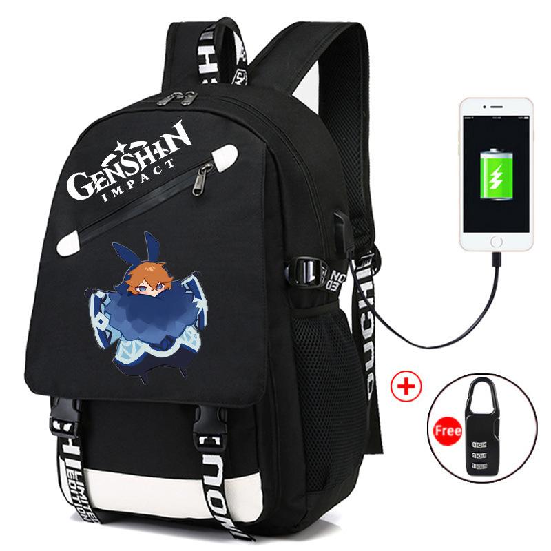 Backpack Anime, Genshin Surrounding Large Capacity Student School Bag Outdoor Travel Bag