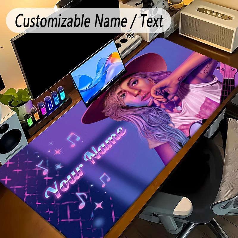 Large Mouse PadLady Gaga Custom Name Text Personalized Desk Mat Non Slip Gaming Pad