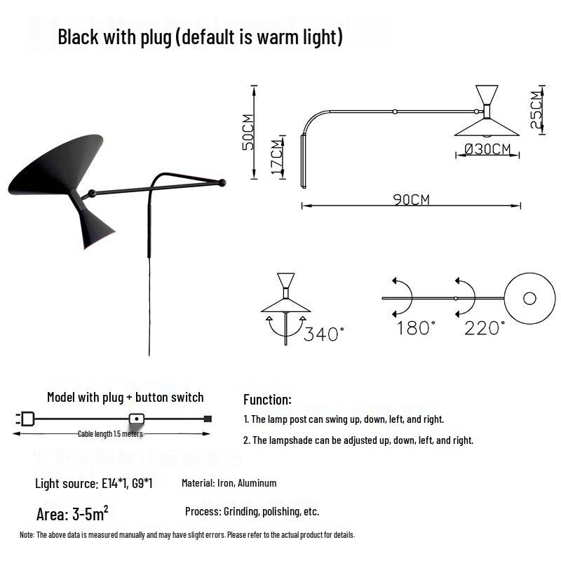Nordic Nemo Italian Design Minimalist Swingable Rotating Wall Lamp with Speaker for Bedroom and Living Room.