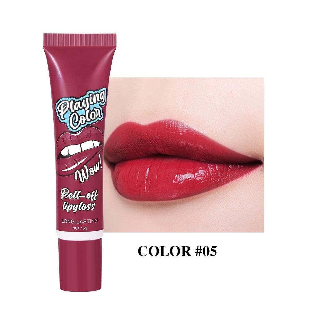 6 Colors Tear Pull Liquid Lipstick Long Lasting Lip Gloss Mask Base Waterproof Moisturizer Makeup Peel Off Lip Gloss Cosmetics