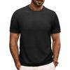 Summer Slim Fit Ribbed Elastic T-shirt Men Casual Knitted Round Neck Short Sleeves Pullover Solid Color Daily Tops Clothes