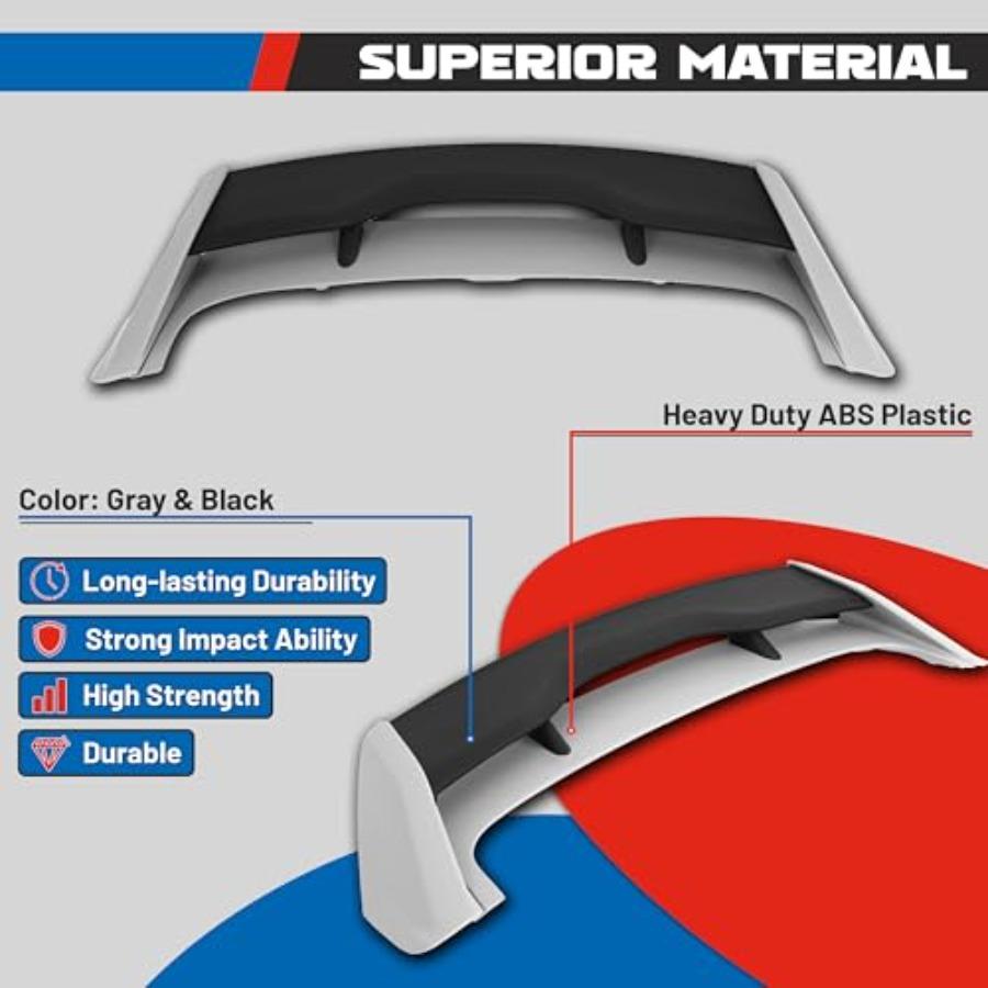 Roof Spoiler Compatible with 20122018 Ford Focus Hatchback Models Rear Wind Spoiler Plastic Gray Black Painted for Enhanced Aer