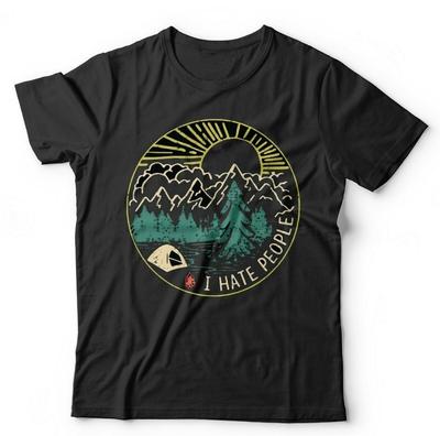 Camping T-Shirt Ich hasse Leute Unisex Lustig Outdoor Abenteuer Camp