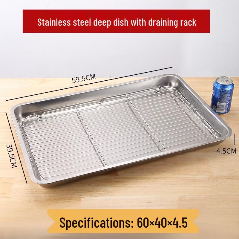 Handton Stainless Steel Rectangular Pan with Draining Rack Set