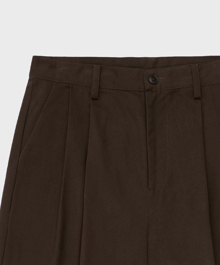 GLW Wide Double-Pleat Cotton Pants Brown