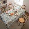 Tablecloth Blue Phalaenopsis Contrasting Color Embroidered Dining Table Cloth Versatile Rectangle