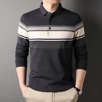 Autumn New Middle-aged Casual Fashion T-shirt Temperament Long-sleeved POLO Shirt Men's Lapel Bottoming Shirt