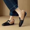 Fashion New Black Brown Autumn Winter Plush Warm Casual Shoes Women's Fashionable and Comfortable Low Heeled Cowhide Warm Cotton Shoes