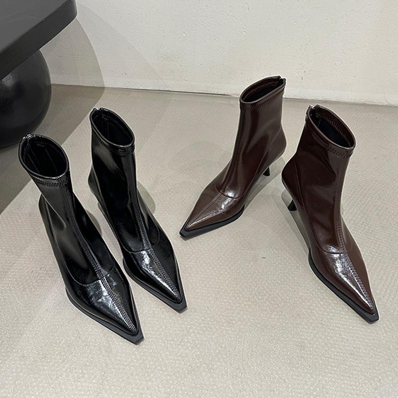 Fashion 2025 New Women's Ankle Boots Sexy Pointed Toe Woman Short Boots Fashion Causal Ladies Thin High Heel Boots Solid Color Stiletto