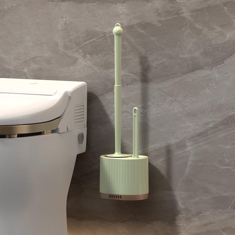 Silicone Wall Mount Toilet Brush Set Quick Dry Drain Base Efficient Gap Cleaning for Bathroom Use