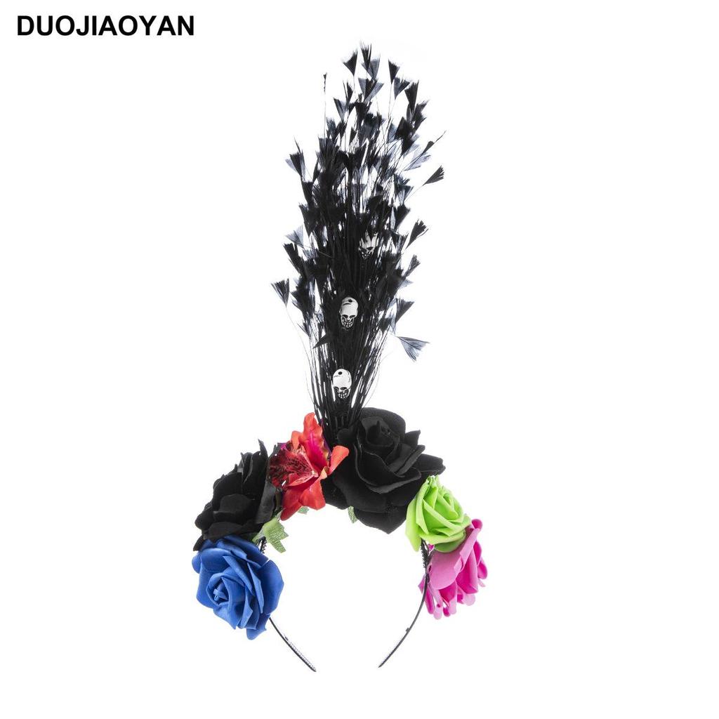 Halloween Flower Headband with Spider for Cosplay or Makeup Party