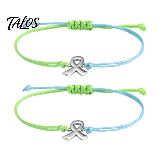 Braided Rope Wristband 2 Pcs Breast Cancer Awareness Bracelets, Adjustable String Comfortable Daily Wear Jewelry Bracelets with Ribbon Charm,