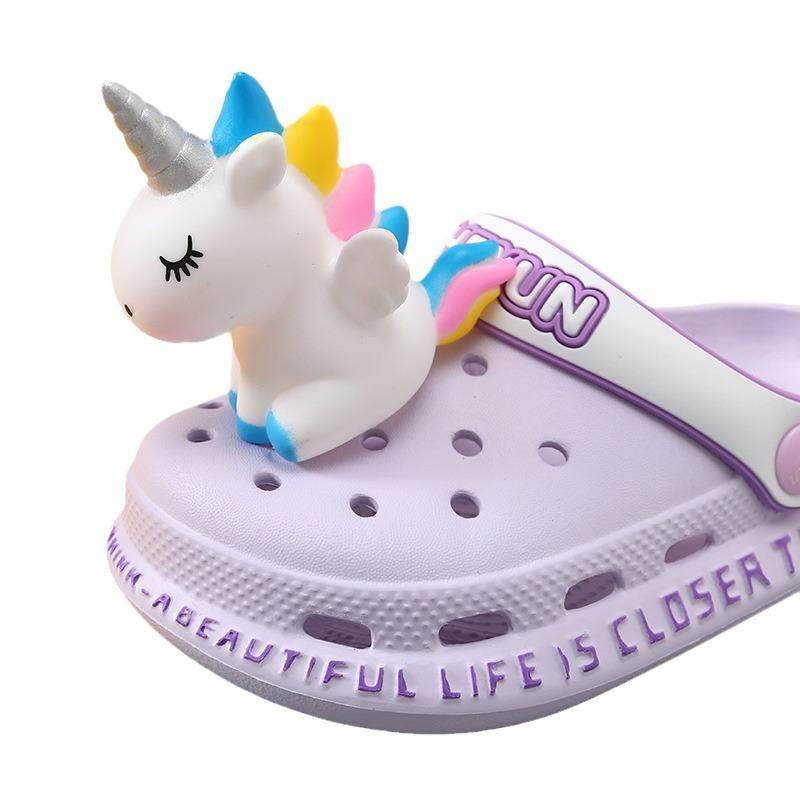 Delightful Unicorn Kids Hole Shoes For Girls Comfortable Summer Beach Slippers