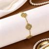 Diamond-Studded Four-Leaf Clover Gold Bracelet for Women, Fashion Titanium Steel Jewelry