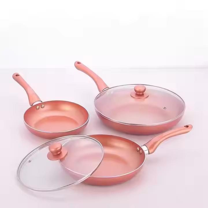 High Quality Stainless Steel Handle Frypan Kitchen Cooking 5PCS Non-stick Frying Pan Sets Pans Cookware Set