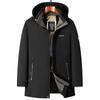 Men's Padded Lined Thickened Down Cotton Jacket - Black Warm and Cold Business Casual Outdoor Lightweight Fluffy Soft Coat
