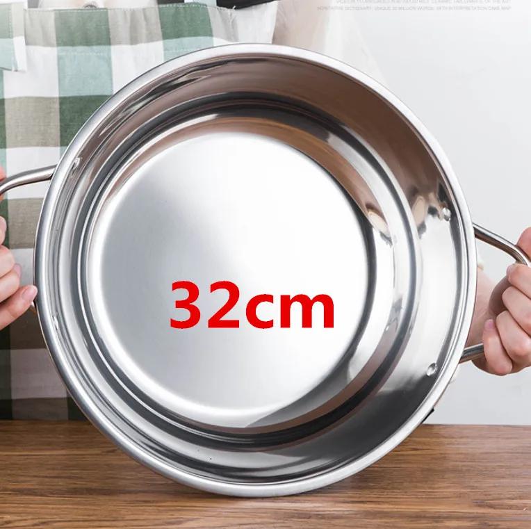 24-40cm Edelstahl 1,5mm Dicke Doppelohr Suppenkocher Hot Pot Twin geteiltes Kochgeschirr Zuhause Küche rund Induktionskocher