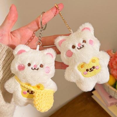 Lustiger weicher Plüsch-Schlüsselanhänger 10cm Mini-Rucksack-Anhänger Stofftier-Schlüsselring Autozubehör