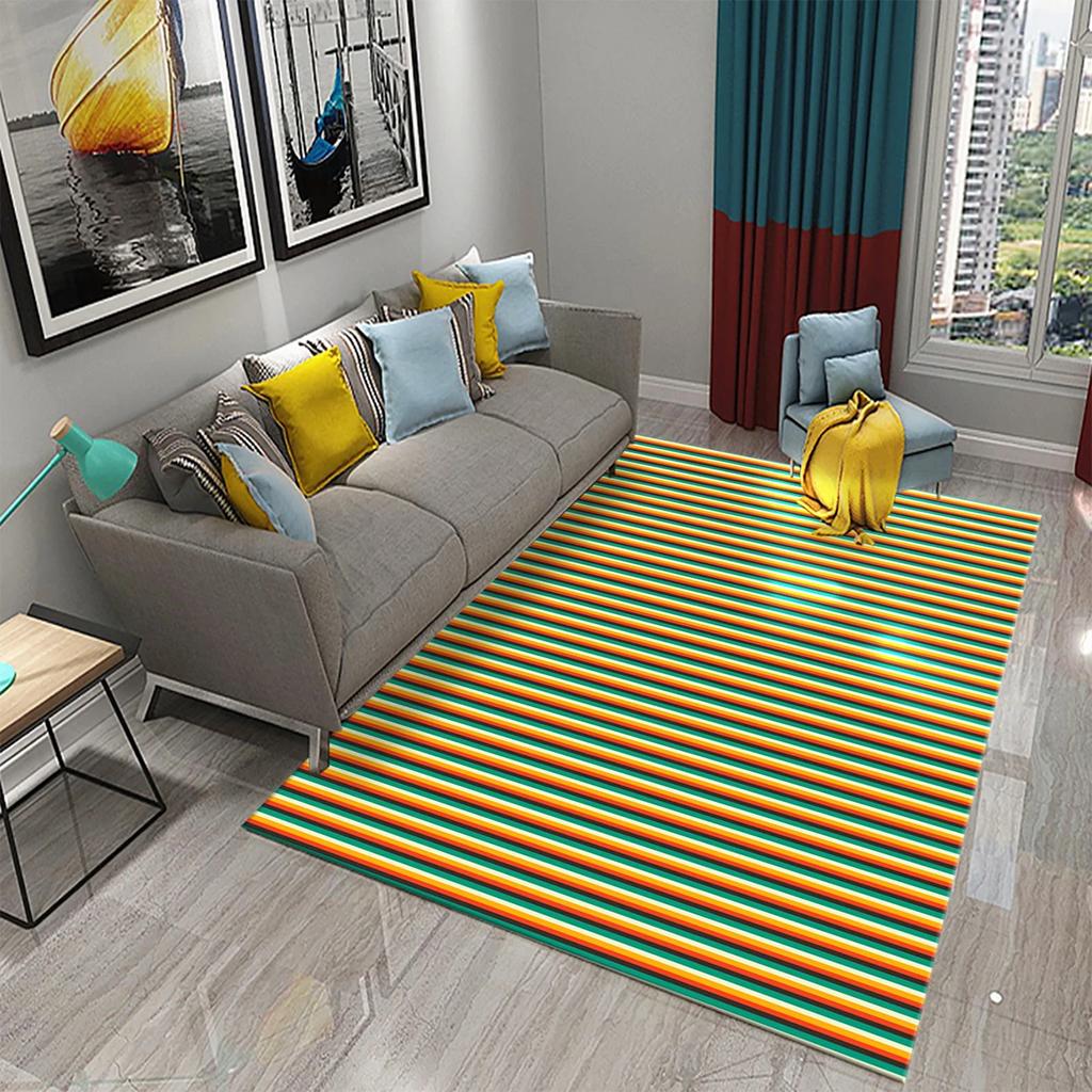 Retro Color Striped Waves Carpet for Living Room Sofa Floor Rug Bedroom Simplicity Decor Floor Rugs Bathroom Non-slip Area Mats