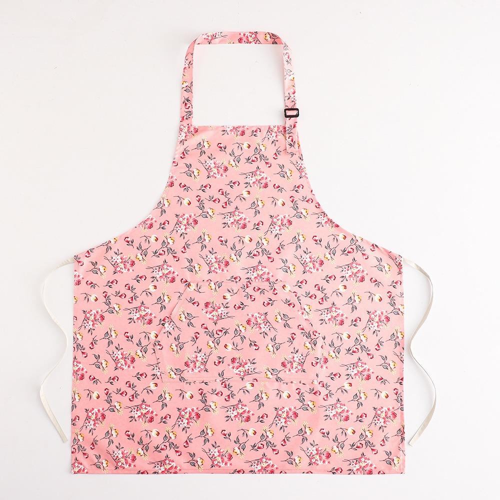 Stain Resistant Floral Printed Apron Adjustable Oil Resistant Waterproof Apron with Pockets Elegant Cooking Apron Kitchen