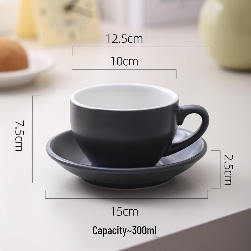 Qiwei 300ml Ceramic Latte Art Coffee Cup with Lid