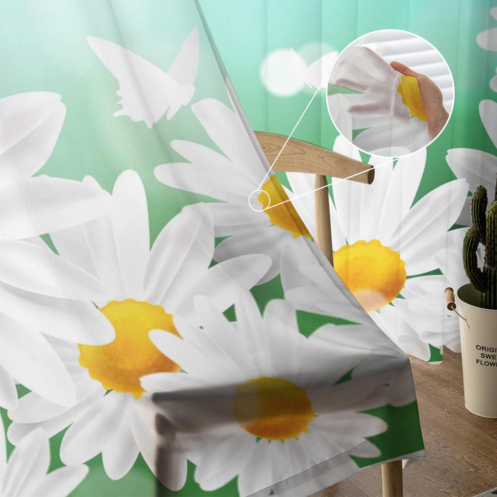 White Flower Butterfly Bubble Sheer Curtains for Living Room Decoration Window Curtains for Kitchen Tulle Voile Organza Curtains
