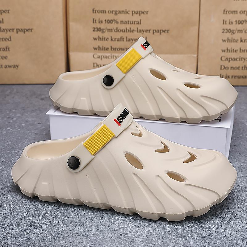 

Летние мужские сандалии для отдыха на открытом воздухе, тапочки, пляжные удобные сабо, шлепанцы, мужская повседневная обувь, садовая обувь, тапочки, мужские пляжные сандалии 40-41 бежевый