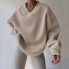 Women's O-neck Oversize Sweatshirt Fall Winter Fashion Loose Solid Color Hoodie Versatile Causal Long Sleeve Pullover