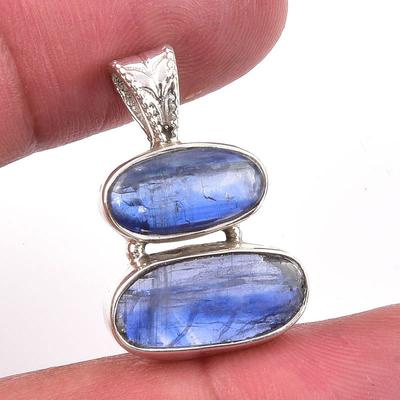 Naturalny Kyanit, Kamień Kyanit 925 Próby Lite Srebro Sterlingowe Wisiorek Prezent 1" P0N65