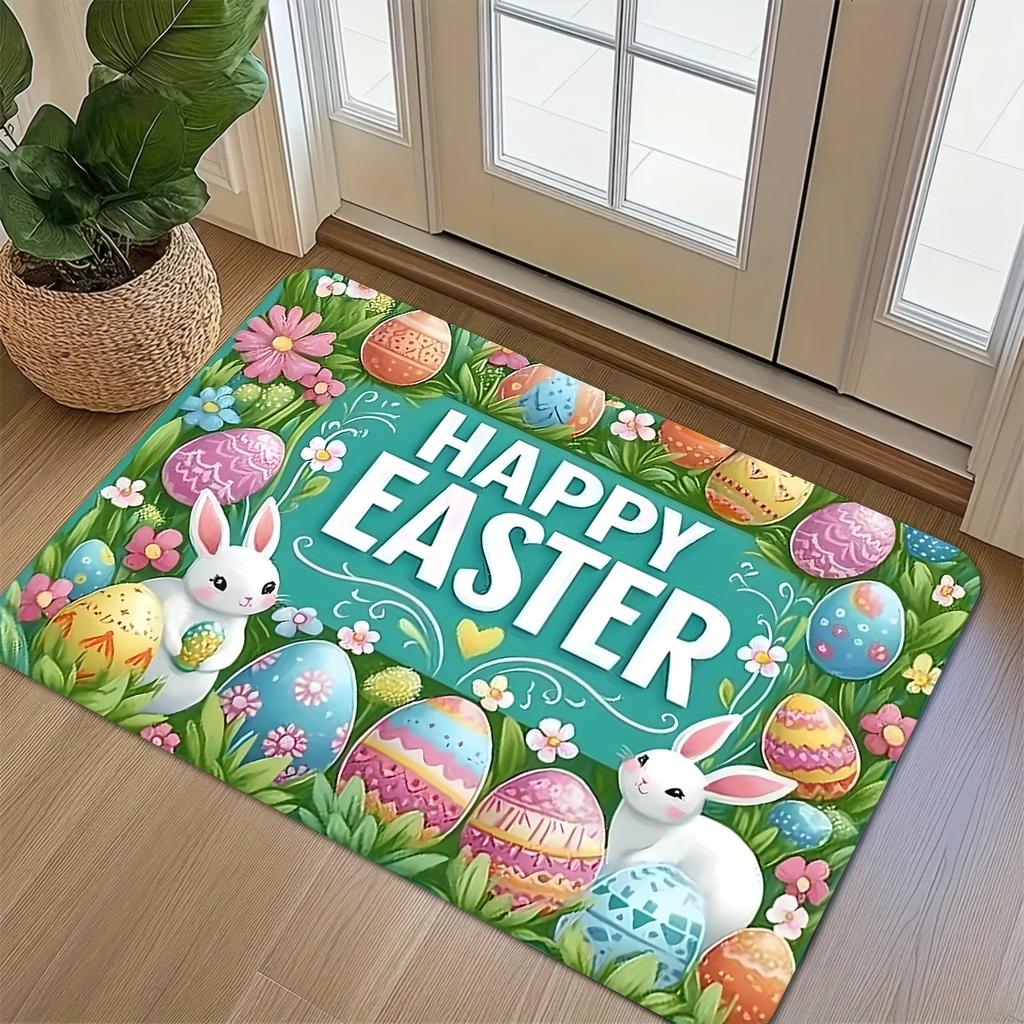 Easter Bunny Eggs Flower Entrance Doormat Home Decor Spring Anti-slip Corridor Balcony Rugs Bedroom Floormat Easter Decorations