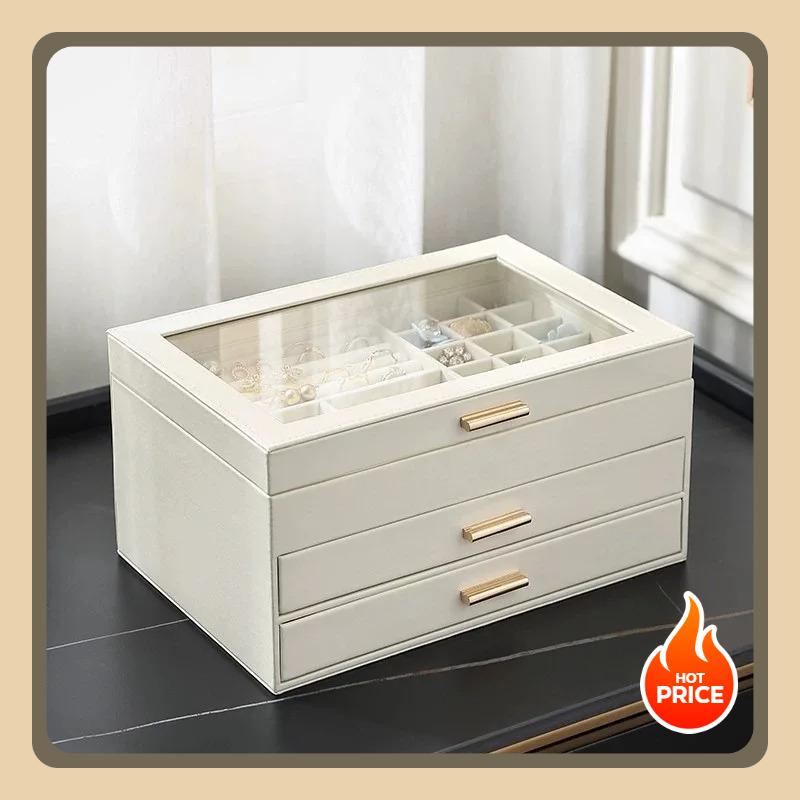 Size S/M/L Jewelry Organizer Display Travel Jewellery Case Boxes Travel Portable Jewelry Box PU Storage Organizer Earring Holder