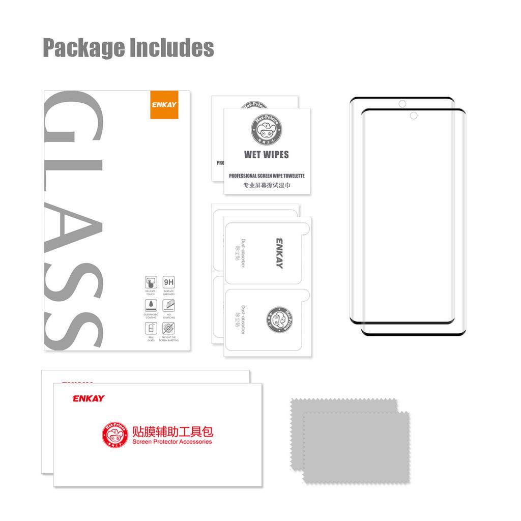 ENKAY HAT PRINCE 2Pcs/Set for Huawei nova 10 4G 3D Curved Tempered Glass Screen Protector Support Fingerprint Unlock