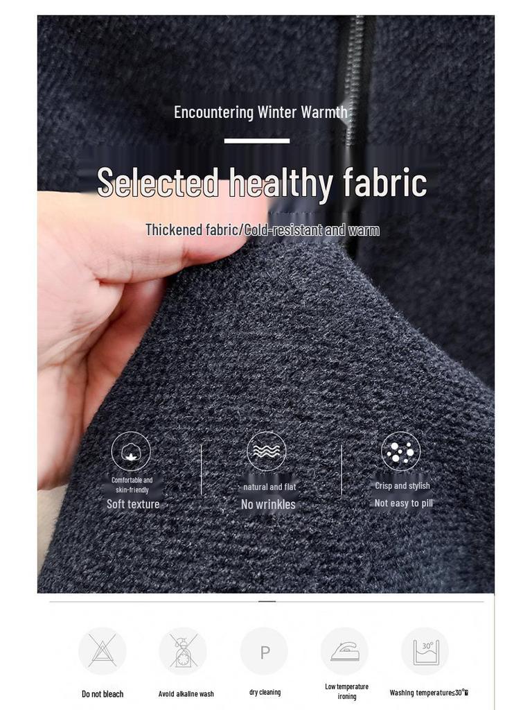 Men's Trendy Fleece Zipper Sweater - Loose, Warm, Plus Velvet, Half-High Collar Knitwear for Winter
