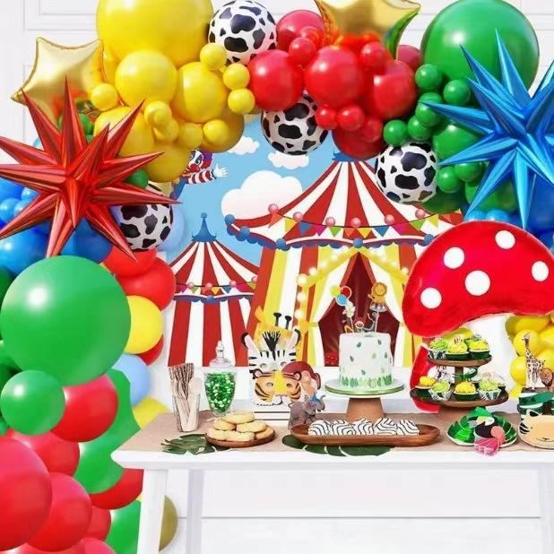 Exploding Star Blue Yellow Latex Balloon Chain Set Boy Birthday Party Scene Decoration