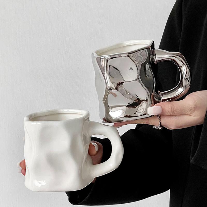 Simple personality ceramic drinking cup Office afternoon tea high-value milk coffee cup breakfast cup home decoration supplies
