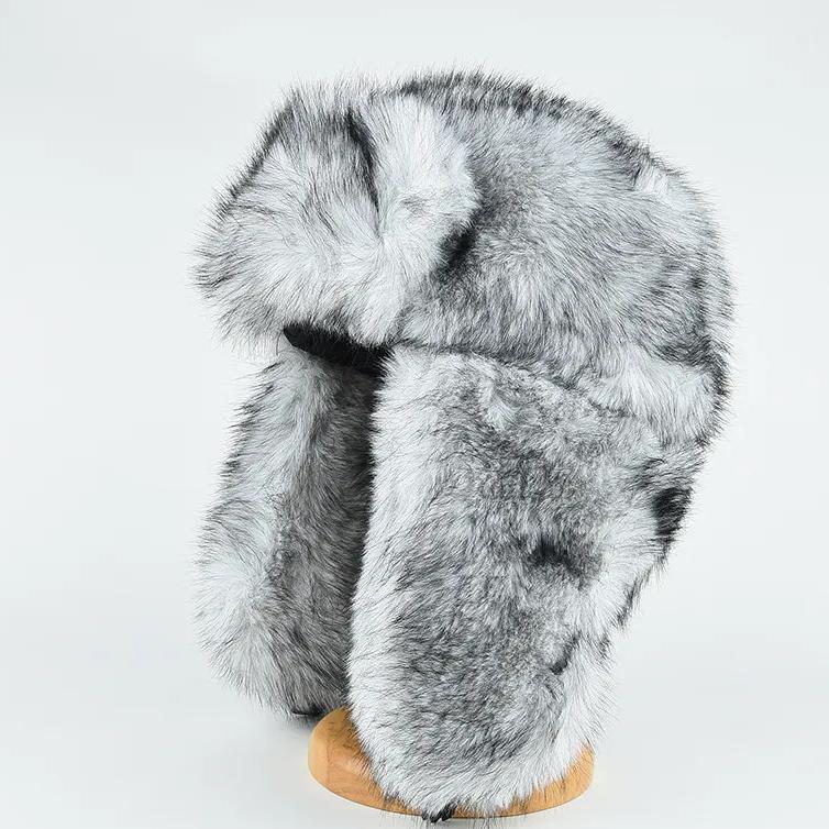 WTEMPO Faux Fur Plush Bomber Hats for Couple Winter Cold-proof Windproof Thickened Ear Protection Warm Hats