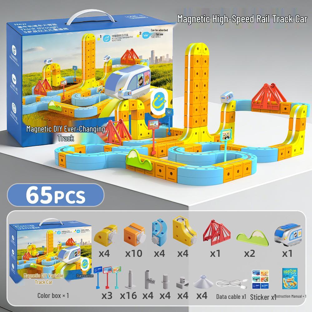 Magnetic Rail Car Children's Educational Toy - 3D Train Building Blocks