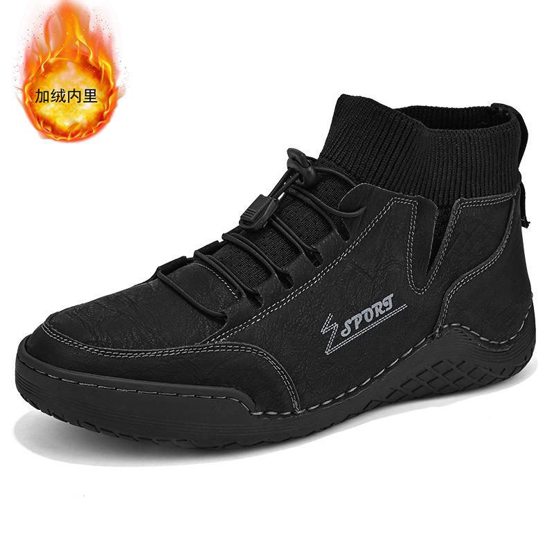 Men's tooling boots autumn and winter new high-top soft leather Martin boots men's retro British desert casual short boots