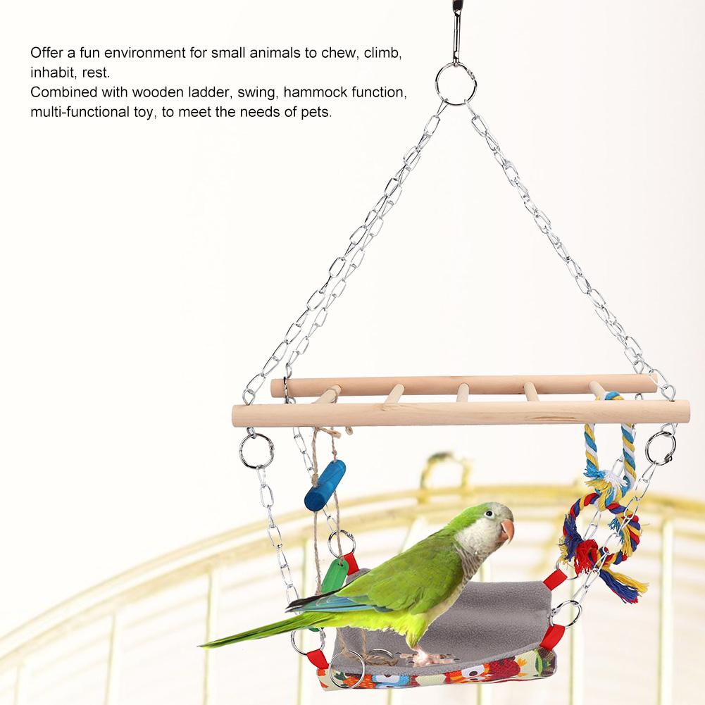 Hanging Pet Parrot Bite Climbing Toy Hamster Swing Ladder Hammock Toy