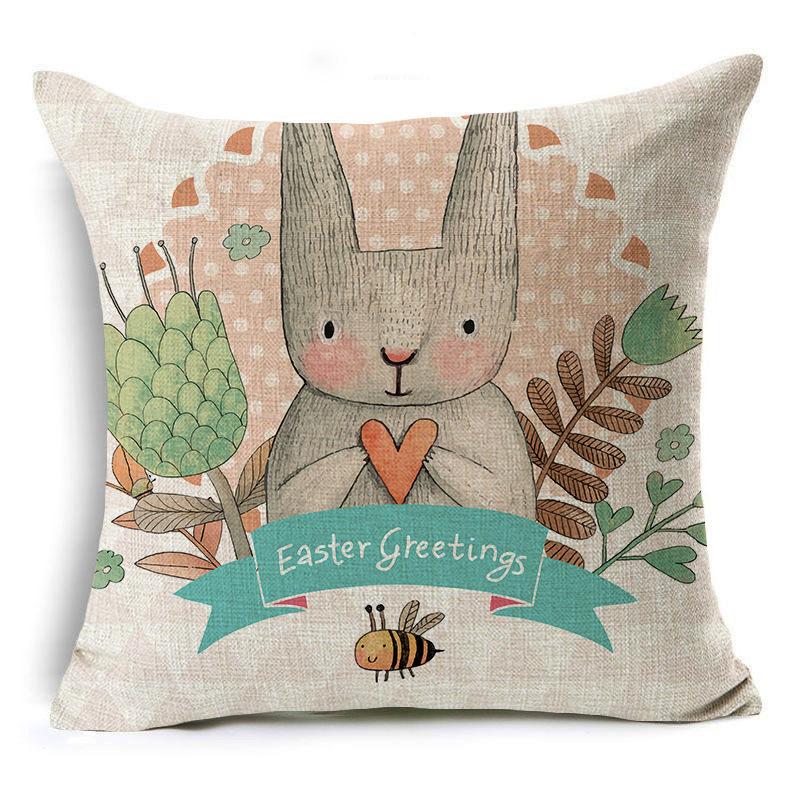 

Милая льняная наволочка из серии «Лесной кролик и пчела», на диван, для автомобиля, чехол для подушки, для дома 45*45cm