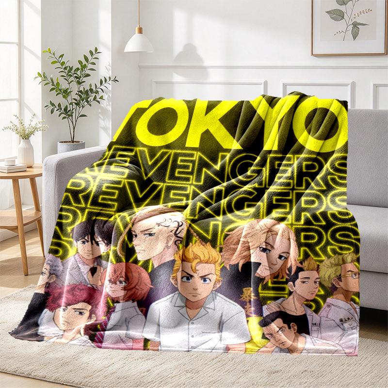 Tokyo Revengers Pattern Blanket for Home Decoration, Bed, Sofa, Car Travel, Camping, Suitable for All Seasons, Birthday Christmas Gift