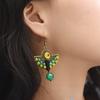 Orecchini etnici Orecchini pendenti in pietra verde gialla per donna Orecchini pendenti in rame Moda gioielli vintage