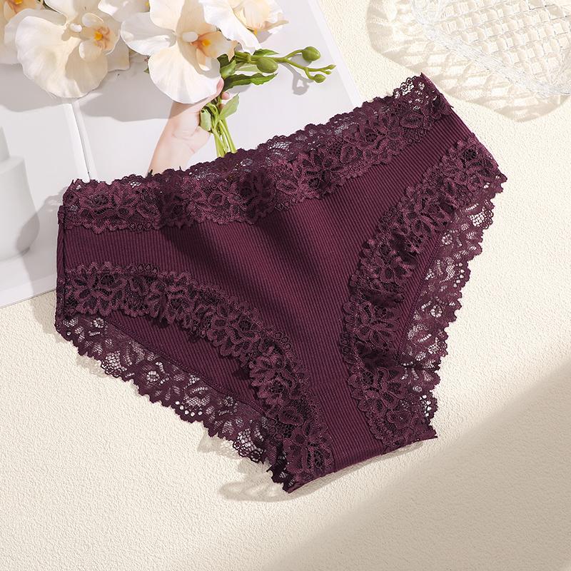Damen Nahtlose Baumwollhöschen Sexy Spitze Einfarbige Hohe Taille Elastische Unterwäsche Hohe Qualität Atmungsaktive Intimpflege Lingerie