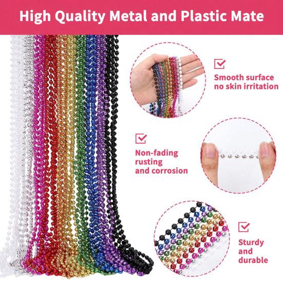 30Pcs Plastic Beaded Necklaces with Safety Buckle Colorful Bead Necklaces Set Lightweight Child-Safe Party Favors for Mardi Gras St. Patrick's Day