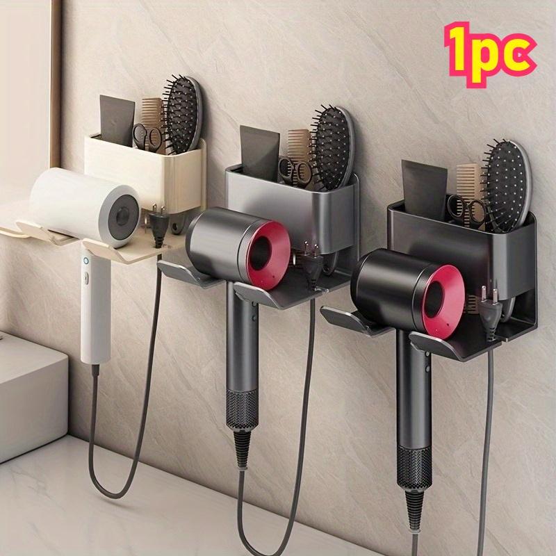 1pc No Drill Wall-Mounted Hair Dryer & Phone Holder - Suction Cup Installation, Space-Saving Bathroom Organizer with Sturdy Adhesive/Fixture